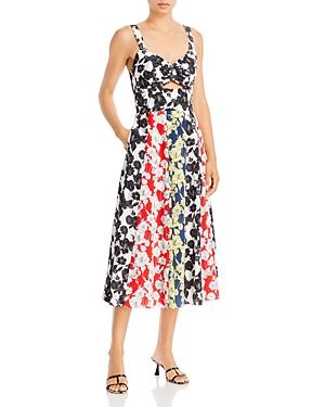 Jason Wu Mixed Print Silk Panel Midi Dress