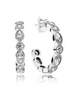 Pandora Earrings - Sterling Silver & Cubic Zirconia Alluring Hoops