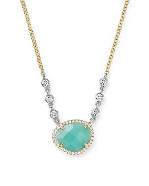 Meira T 14k White And Yellow Gold Amazonite Necklace With Diamonds, 16