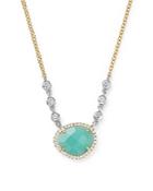 Meira T 14k White And Yellow Gold Amazonite Necklace With Diamonds, 16