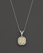 Yellow And White Diamond Pendant Necklace In 14k White And Yellow Gold, 18