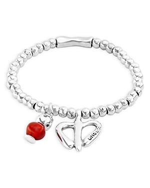 Uno De 50 Love Freedom Double Charm Beaded Stretch Bracelet