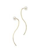 14k Yellow Gold And Cultured Freshwater Pearl Hook Wire Earrings