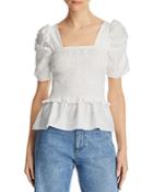 Lucy Paris Puff-sleeve Smocked Top