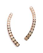 Bloomingdale's Brown & Champagne Diamond Ombre Ear Climber Earrings In 14k Rose Gold - 100% Exclusive