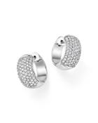 Diamond Pave Huggie Hoop Earrings In 14k White Gold, 1.0 Ct. T.w. - 100% Exclusive