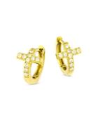 Bloomingdale's Diamond Cross Huggie Hoop Earrings In 14k Yellow Gold, 0.15 Ct. T.w. - 100% Exclusive