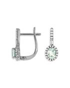 Bloomingdale's Oval Aquamarine & Diamond Leverback Earrings In 14k White Gold - 100% Exclusive