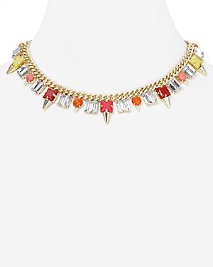 Aqua Multi Shape Stone & Spike Necklace, 16