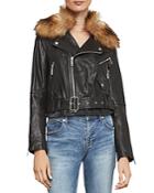 Bcbgmaxazria Kaylee Faux Fur-trim Leather Moto Jacket