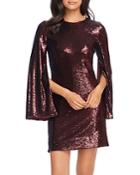 Dress The Population Liza Cape-sleeve Sequin Dress