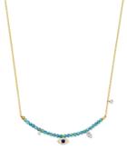 Meira T 14k Yellow Gold Beaded Bar Necklace With Quartz & Diamonds, 18