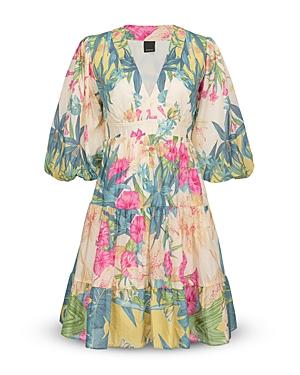 Pinko Scarf Print Puff Sleeve Dress