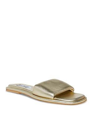 Steve Madden Women's Clyde Square Toe Leather Slide Sandals