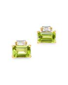Bloomingdale's Peridot & Diamond-accent Stud Earrings In 14k Yellow Gold - 100% Exclusive