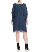 Eileen Fisher Plus Silk Flutter Sleeve Popover Dress