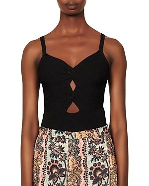 Sandro Doux Knotted Cutout Bodysuit