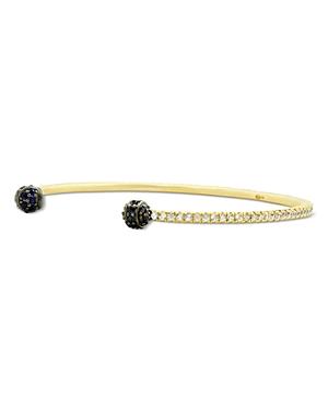 Freida Rothman Pave Thin Open Cuff Bracelet In Rhodium & 14k Gold-plated Sterling Silver