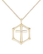 Natori 14k Yellow Gold Bamboo Cross Diamond Pendant Necklace, 17