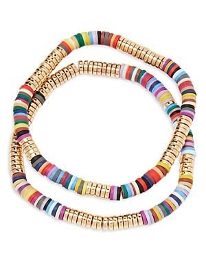 Aqua Multicolor Beaded Stretch Bracelet In 14k Gold Plated, Set Of 2 - 100% Exclusive