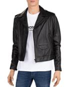 The Kooples Cropped Leather Moto Jacket