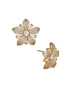 Nadri Freya Cubic Zirconia Flower Button Earrings In 18k Gold Plated