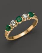 Emerald And Diamond Band In 14k Yellow Gold