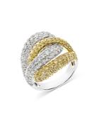 Bloomingdale's White Diamond & Yellow Diamond Pave Crossover Statement Ring In 14k White & Yellow Gold, 3.6 Ct. T.w. - 100% Exclusive