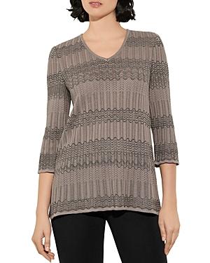 Misook Scalloped Stripe Pointelle Knit Tunic