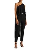 Lauren Ralph Lauren One Shoulder Cape Jumpsuit