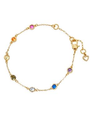 Kate Spade New York Rainbow Multicolor Cubic Zirconia Dotted Link Bracelet In Gold Tone