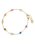 Kate Spade New York Rainbow Multicolor Cubic Zirconia Dotted Link Bracelet In Gold Tone