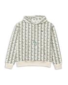 Lacoste L!ve Cotton Fleece Monogram Logo Print Loose Fit Hoodie
