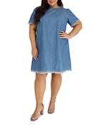 Maree Pour Toi Plus Denim Fringe Trim Dress