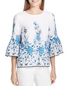 Calvin Klein Embroidered Bell-sleeve Top
