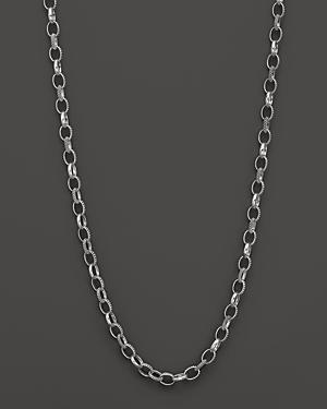 Lagos Sterling Silver Caviar And Smooth Link Chain Necklace, 24
