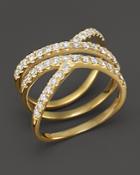 Diamond Crossover Ring In 14k Yellow Gold, .85 Ct. T.w.