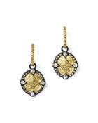 Armenta 18k Yellow Gold And Blackened Sterling Silver Old World Diamond Oval Shield Drop Earrings