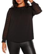 Belldini Plus Embellished Blouson Sleeve Top