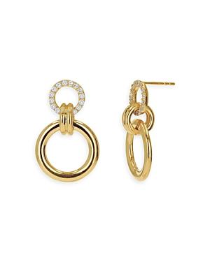 Rachel Reid 14k Yellow Gold Diamond Triple Link Earrings