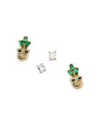 Nadri Tutti Frutti Cool Pineapple Stud Earrings, Set Of 2