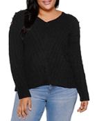 Belldini Plus Ribbed Button-shoulder Sweater