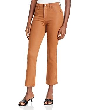 Pistola Lennon Coated High Rise Cropped Bootcut Jeans In Medium Brown