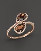 Smokey Topaz And Diamond Ring In 14k Rose Gold - 100% Exclusive