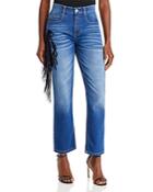 Hellessy Bloomfield Fringe Trim Straight Jeans In Dark Wash