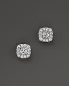 Diamond Square Halo Stud Earrings In 14k White Gold, .30 Ct. T.w.