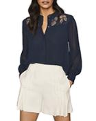 Reiss Emily Embroidered Blouse