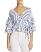 Olivaceous Tiered Wrap Stripe Top
