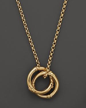 John Hardy Bamboo 18k Gold Small Round Interlinking Pendant On Whisper Chain Necklace, 16