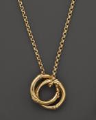 John Hardy Bamboo 18k Gold Small Round Interlinking Pendant On Whisper Chain Necklace, 16